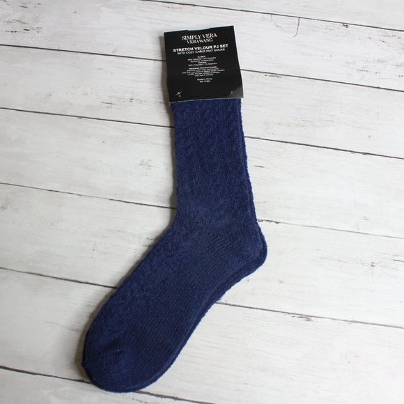 Vera Wang Womens Plush Fuzzy Cozy Socks One Size Navy Blue - Picture 3 of 3